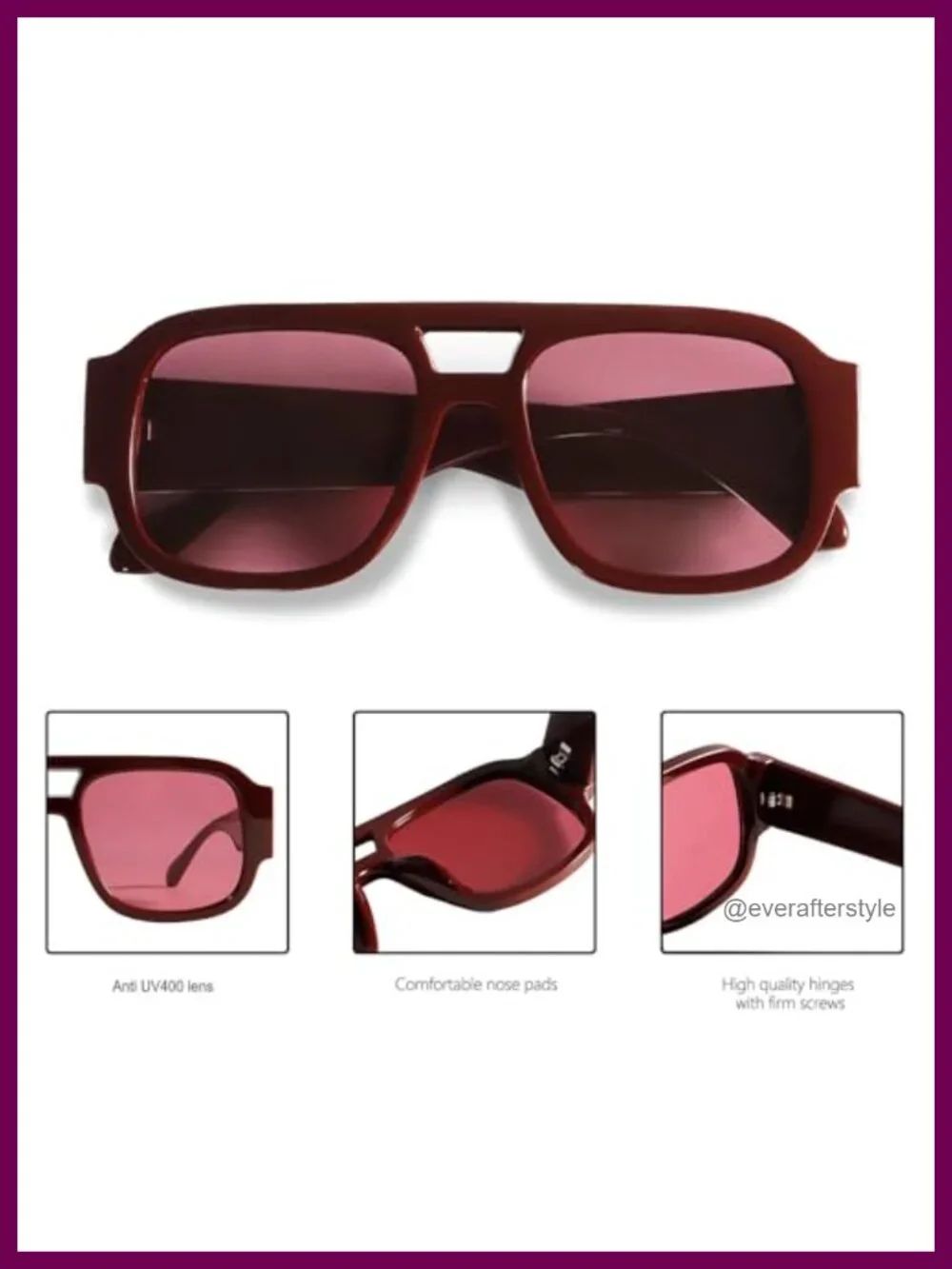 Retro Oversized Aviator Sunglasses Square Double Bridge UV400